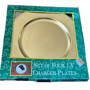 Set 4 Gold Charger Plates 13” Round Decorative Table Setting Party Dining READ